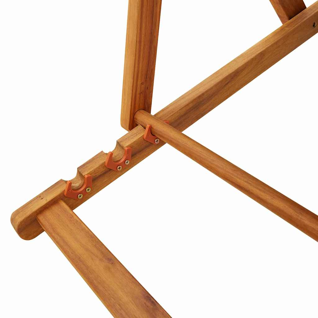 Beach Chair with Cushion Folding 2 pcs Brown Solid Acacia Wood