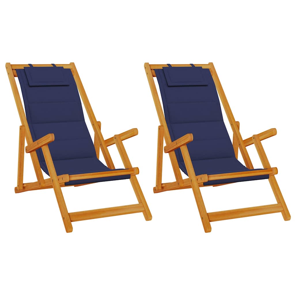 Beach Chair 2 pcs Brown Solid Acacia Wood
