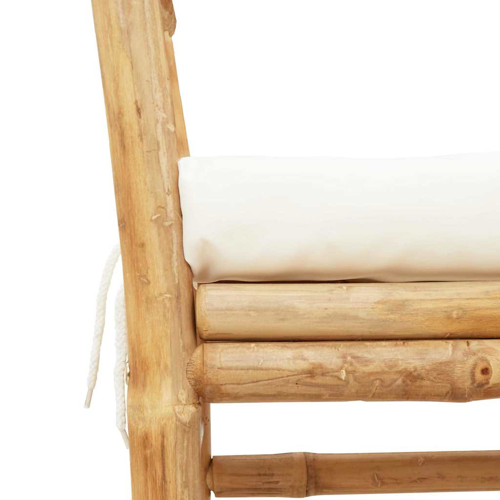 Garden Bench with Cushion Brown 110 x 38 x 65cm Bamboo