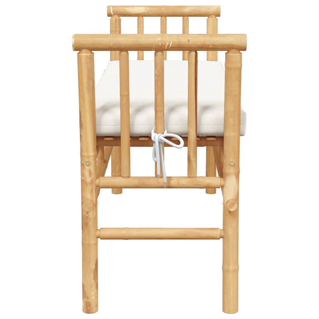 Garden Bench with Cushion Brown 110 x 38 x 65cm Bamboo