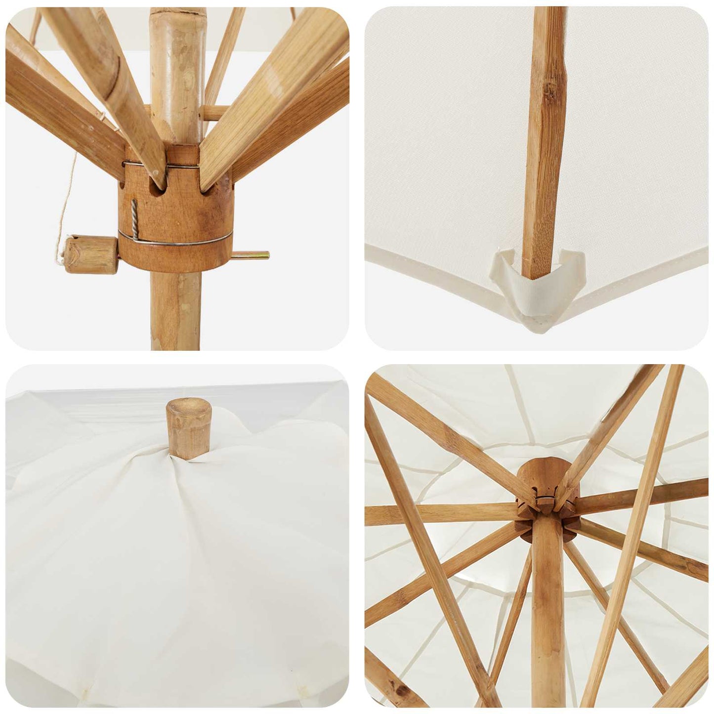Garden Parasol Cream White Ø 217 x 230 cm Bamboo