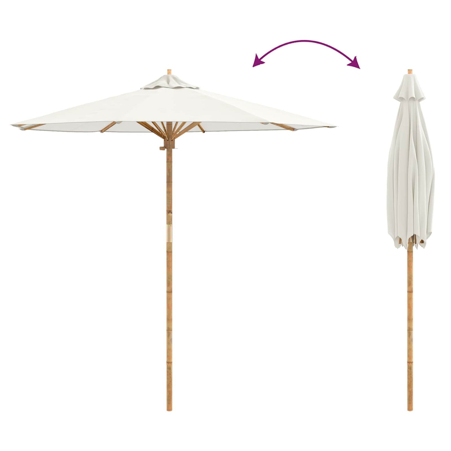 Garden Parasol Cream White Ø 217 x 230 cm Bamboo