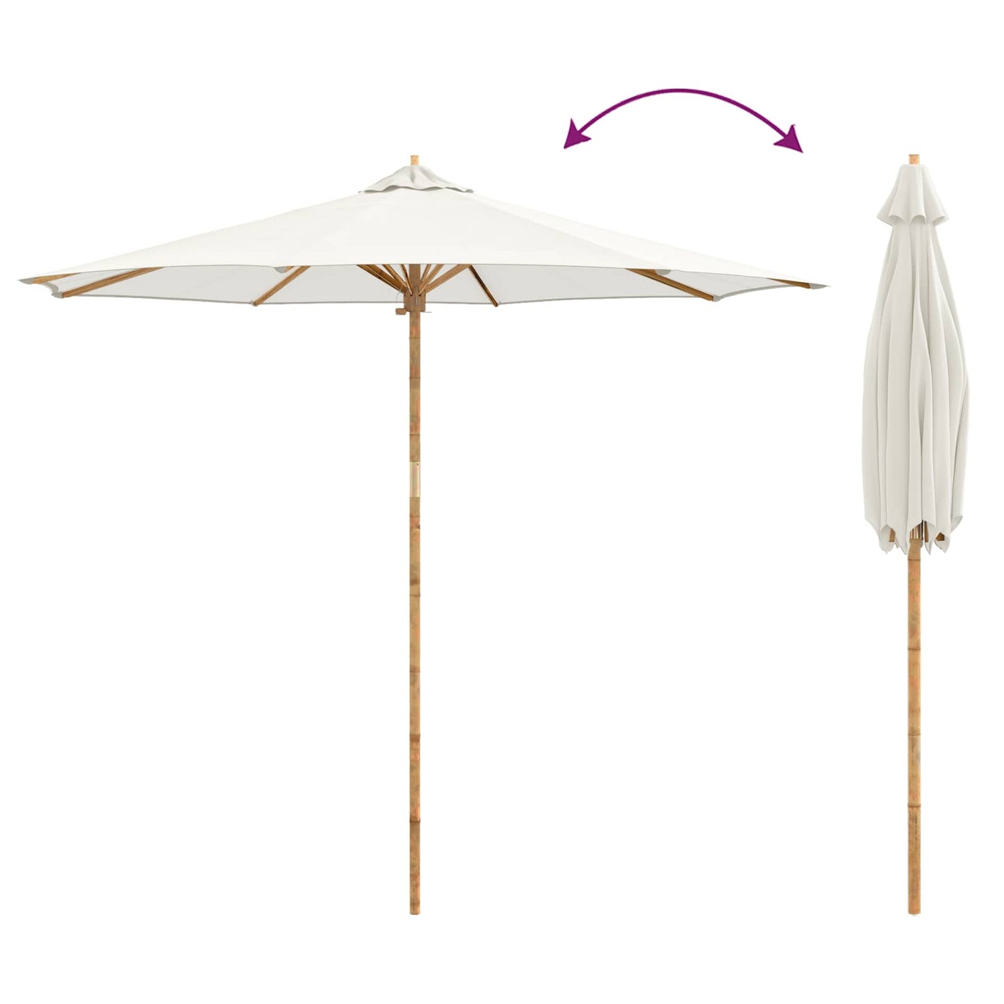 Garden Parasol Cream White Ø 270 x 260 cm Bamboo