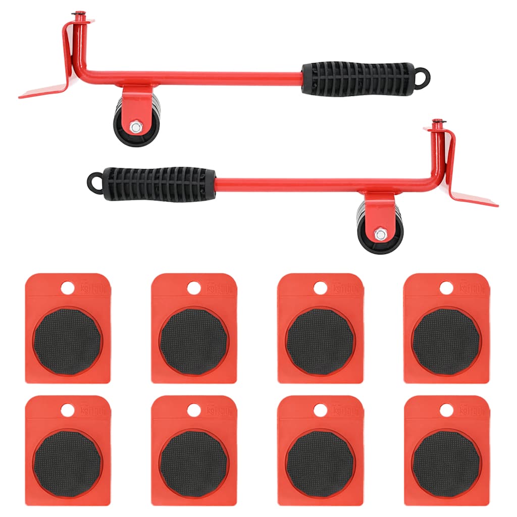 Furniture Rollers 8 pcs with Lifters Red 9,8x7,5x3 cm 150 kg