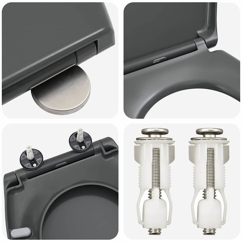 Toilet Seat Anthracite 47 x 37 x 4 cm Duroplast
