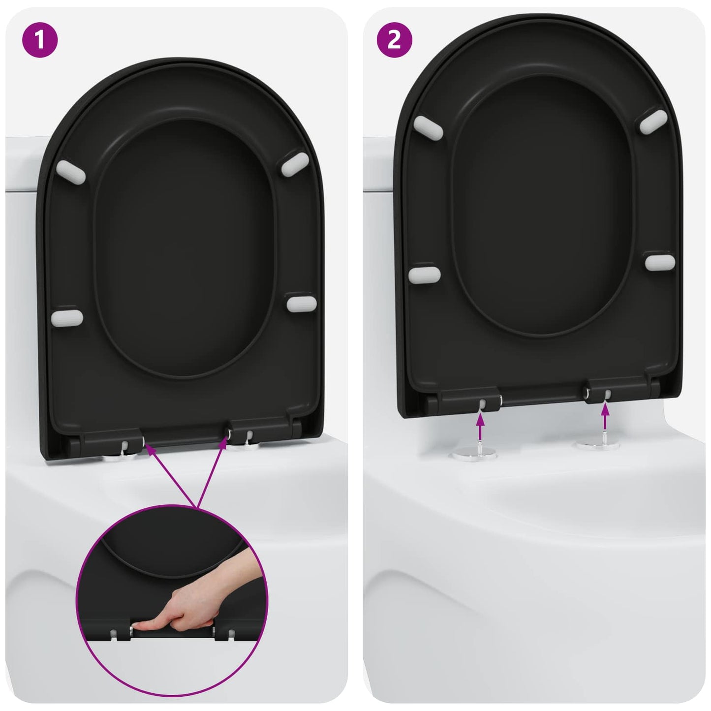 Toilet Seat Black 49 x 36 x 4 cm Duroplast