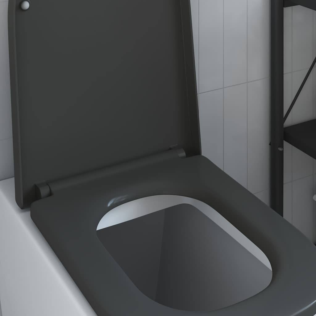 vidaXL Quick Release Toilet Seat Anthracite 44.5 x 35 x 3.6 cm