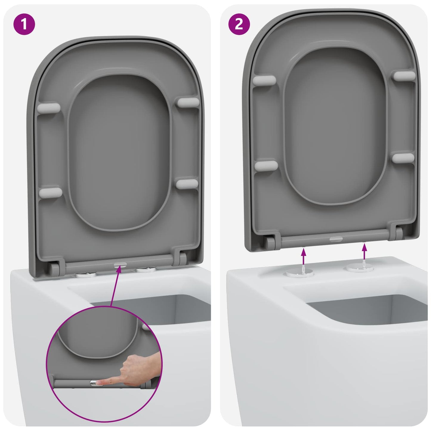 Toilet Seat Grey 47.5 x 35 x 3.6 cm Duroplast