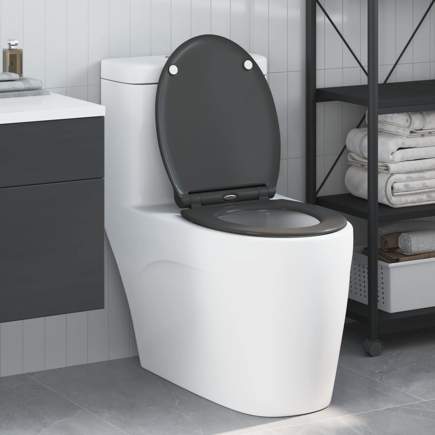Toilet Seat Anthracite 47 x 37.5 x 3.8 cm Duroplast