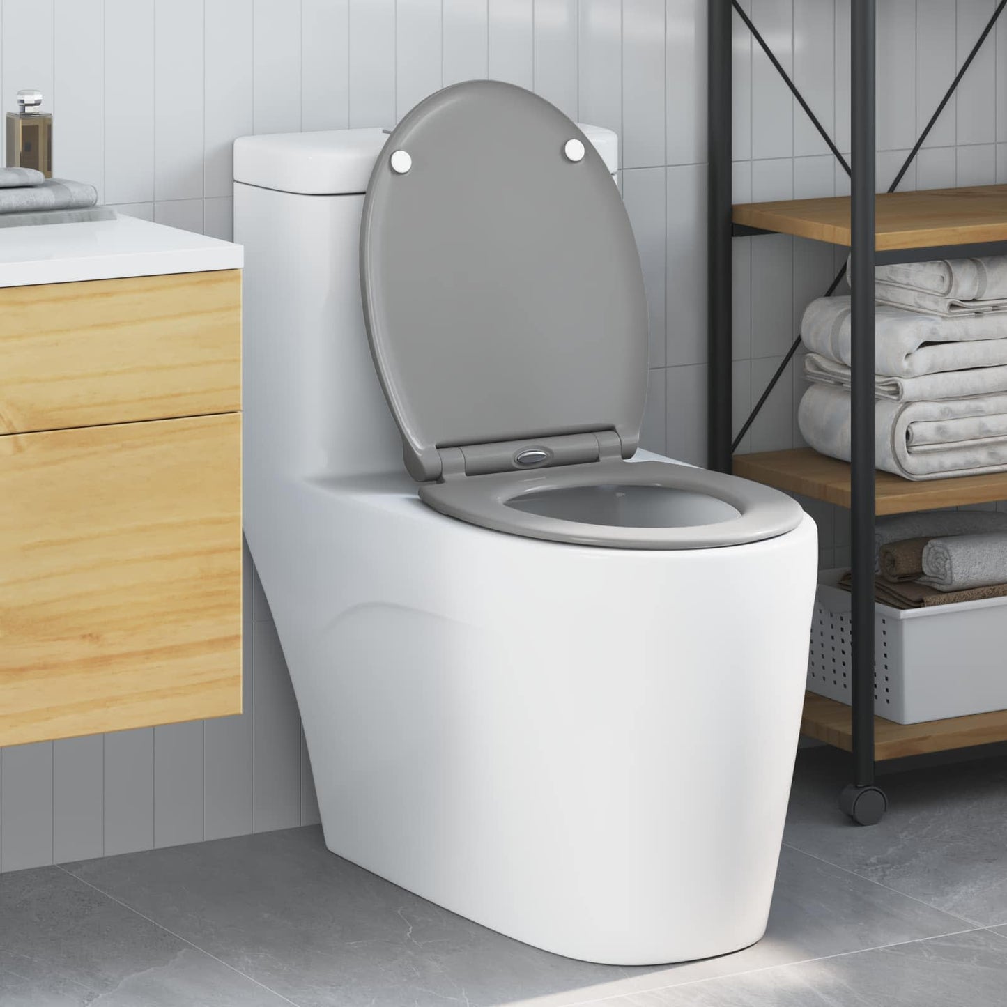 Toilet Seat Grey 47 x 37.5 x 3.8 cm Duroplast