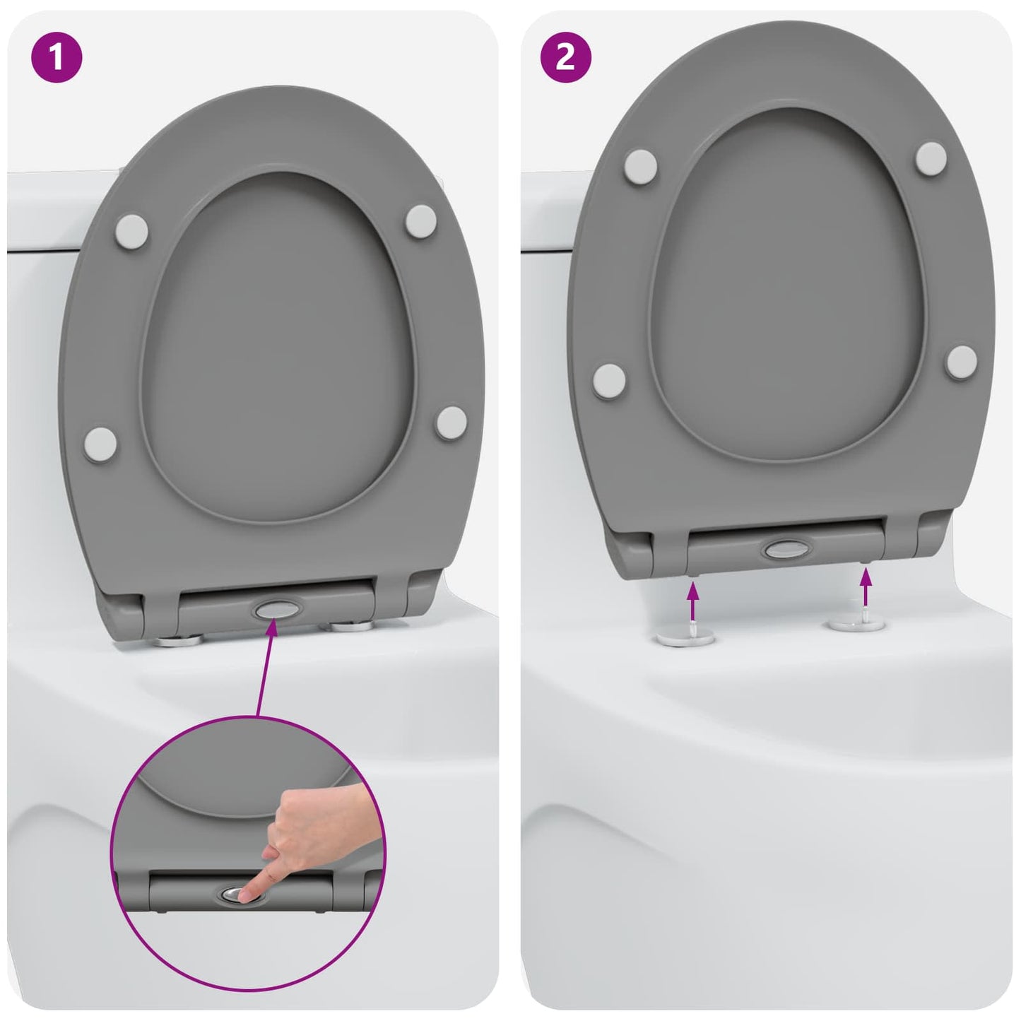 Toilet Seat Grey 47 x 37.5 x 3.8 cm Duroplast