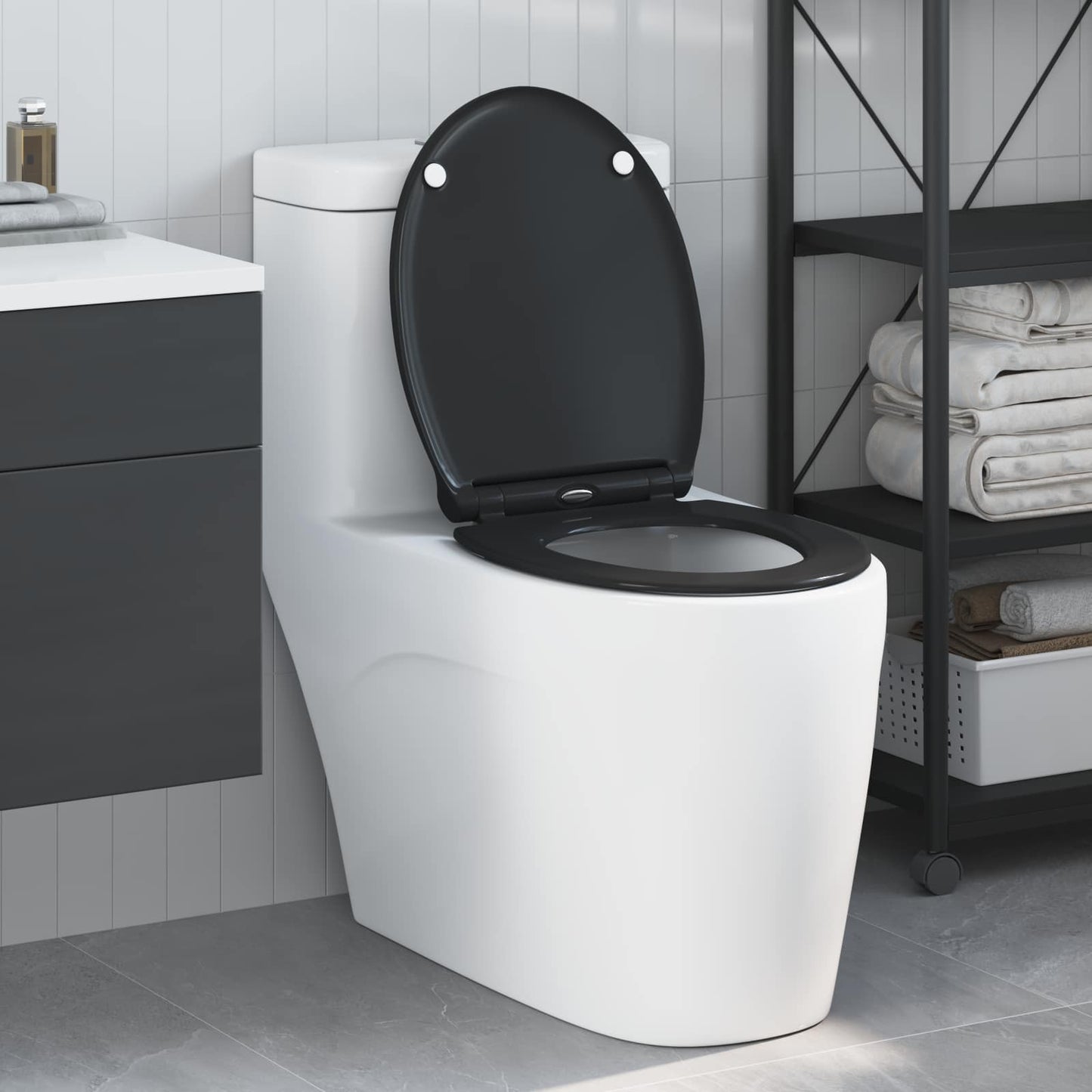 Toilet Seat Black 47 x 37.5 x 3.8 cm Duroplast