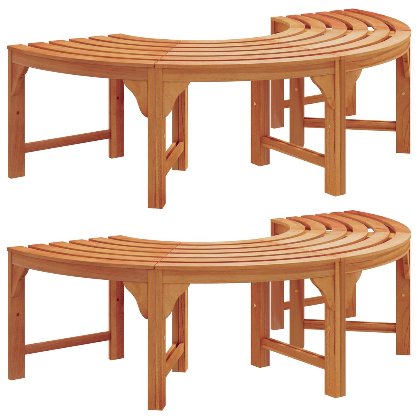 Tree Bench 2 pcs Natural 160 x 80 x 45cm Solid Eucalyptus Wood
