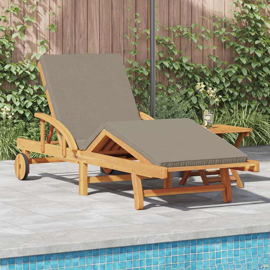 Sun Lounger 2 pcs Solid Acacia Wood Taupe