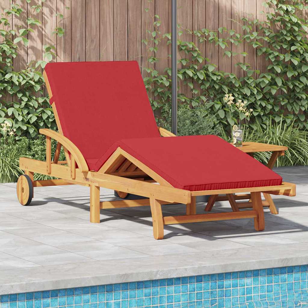 Sun Lounger 2 pcs Red Solid Acacia Wood