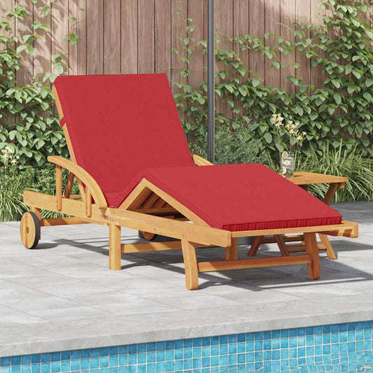 Sun Lounger 2 pcs Solid Acacia Wood Red