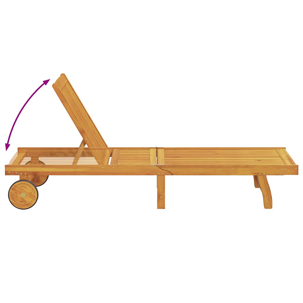 Sun Loungers 2 pcs with Wheels Solid Wood Acacia