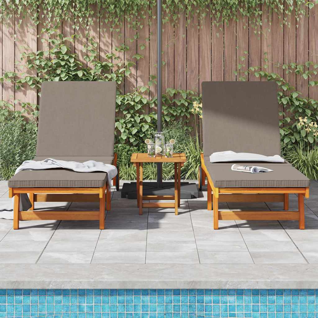Sun Lounger 2 pcs Solid Acacia Wood Brown