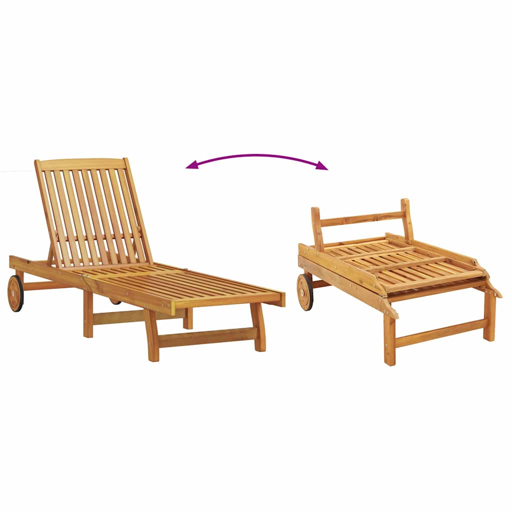 Sun Lounger 2 pcs Solid Acacia Wood Brown