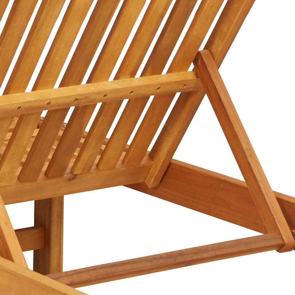 Sun Lounger Reclining 2-person 2 pcs Brown Solid Acacia Wood