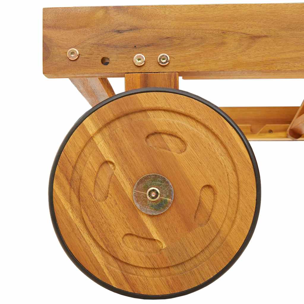 Wheeled Sun Lounger with Table Solid Wood Acacia