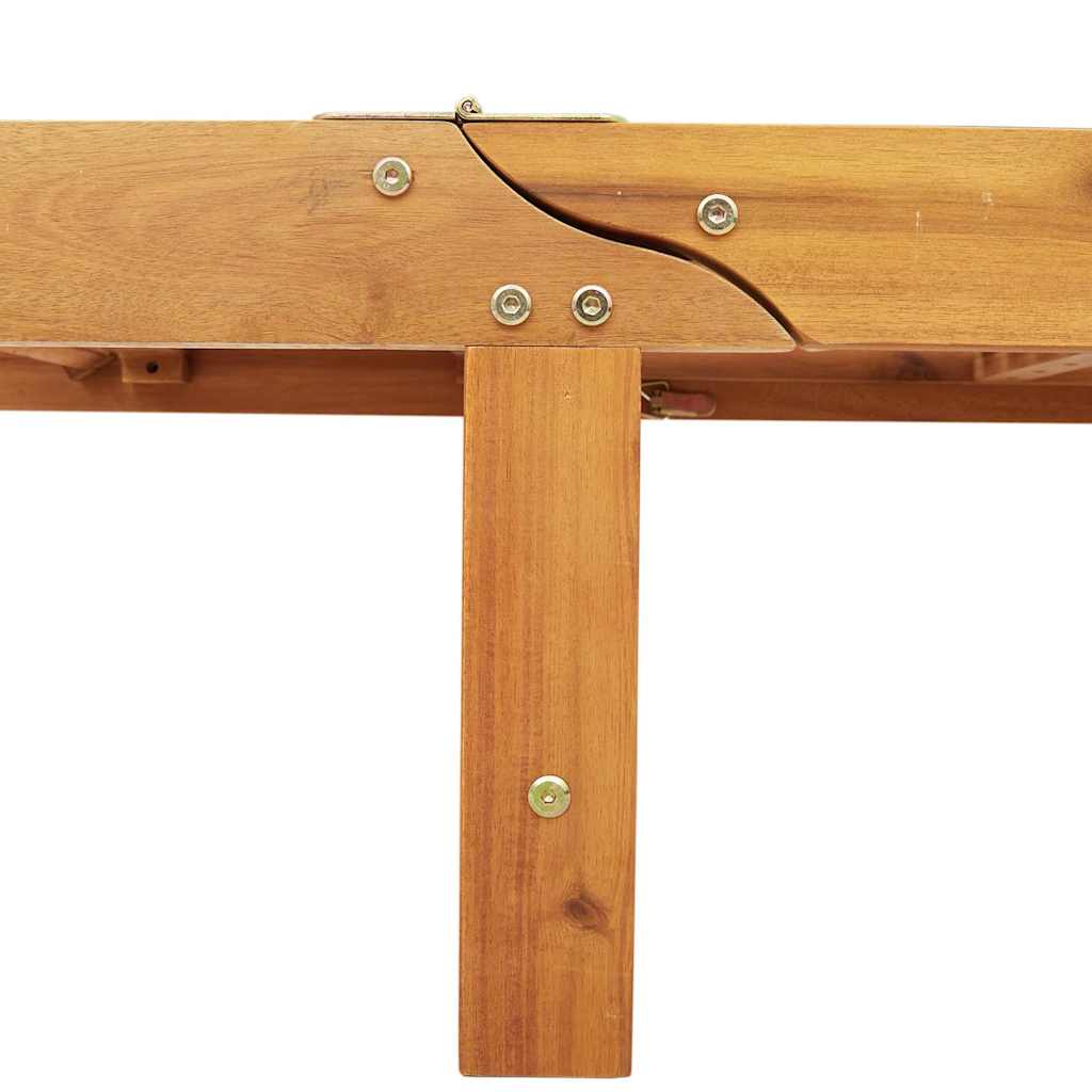 Wheeled Sun Loungers 2 pcs with Table Solid Wood Acacia