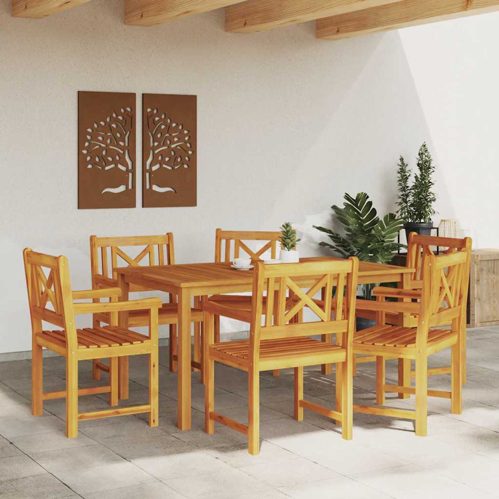 Garden Chairs 6 pcs Natural Solid Acacia Wood