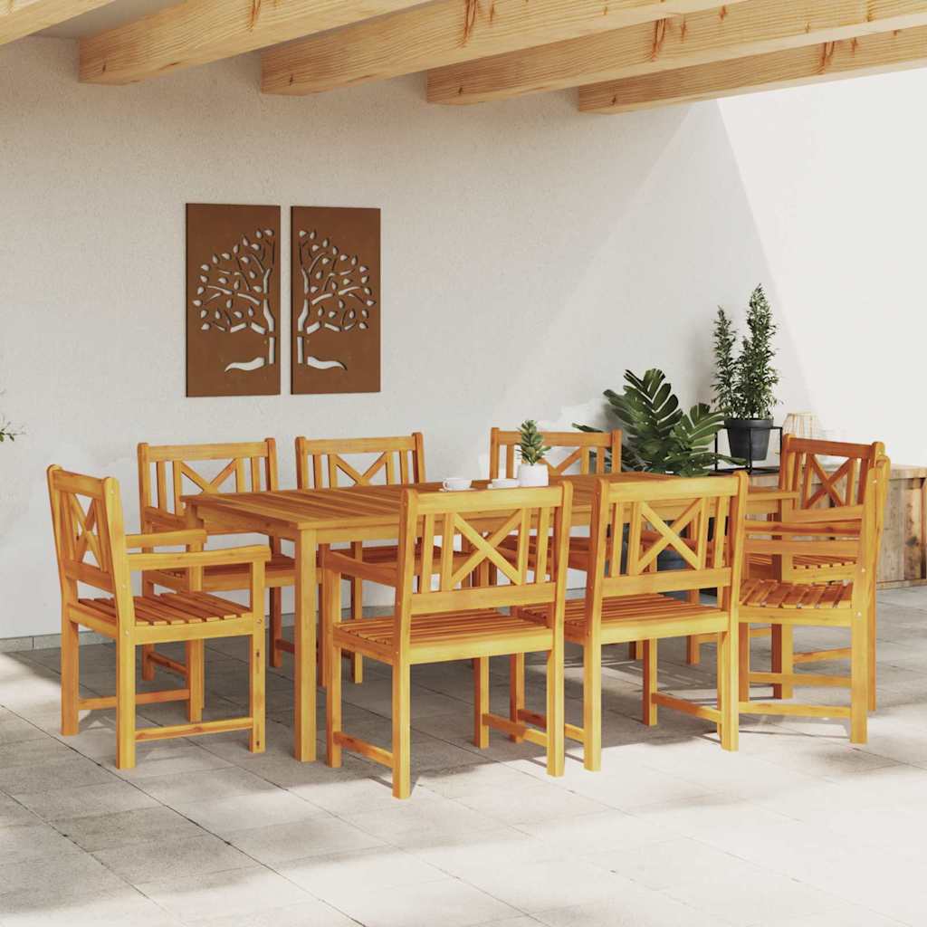 Outdoor Bench 8 pcs Natural 56 x 55.5 x 90 cm Solid Acacia Wood