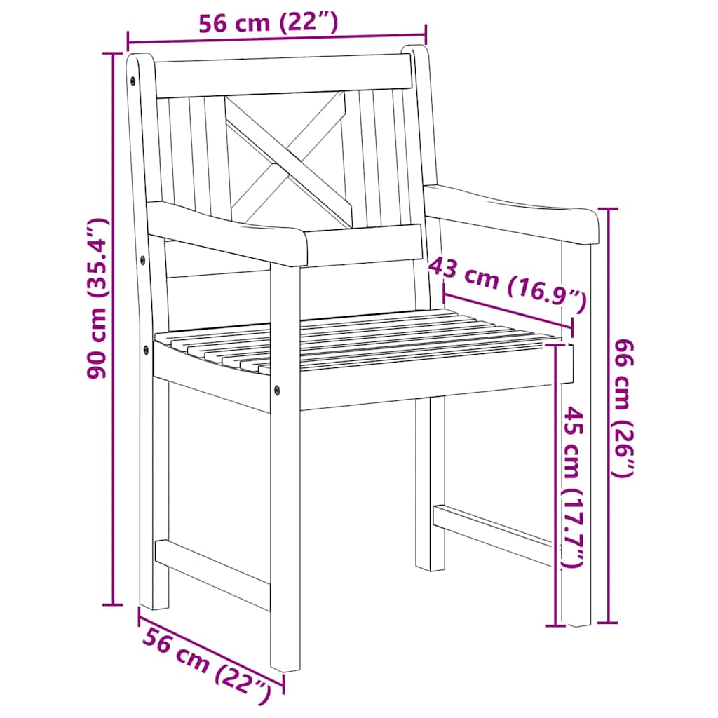 Outdoor Bench 8 pcs Natural 56 x 55.5 x 90 cm Solid Acacia Wood