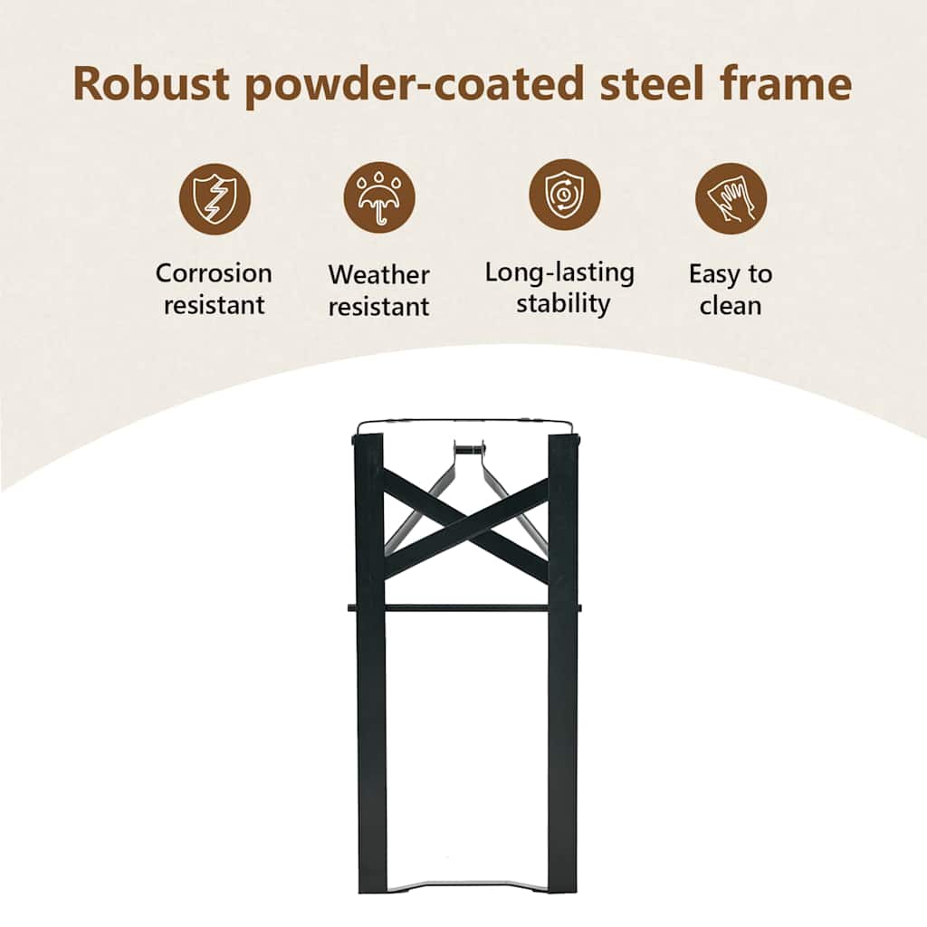 Beer Table Leg 2 pcs Black 39 x 3 x 75 cm Powder-Coated Steel