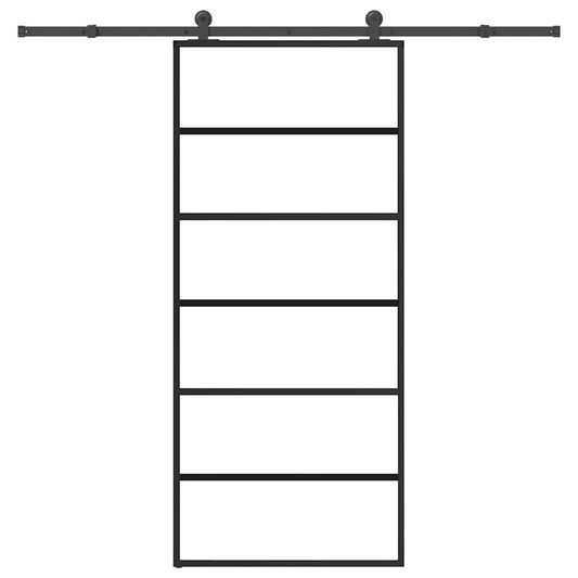 Sliding Door with Hardware Set 90x205 cm ESG Glass&Aluminium