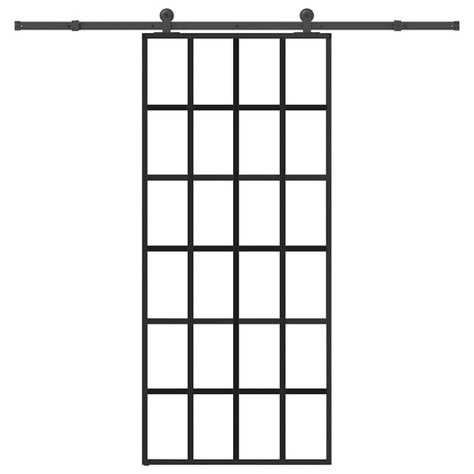 Sliding Door with Hardware Set 90x205 cm ESG Glass&Aluminium