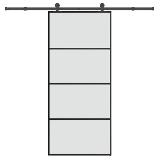 Sliding Door with Hardware Set 90x205 cm ESG Glass&Aluminium