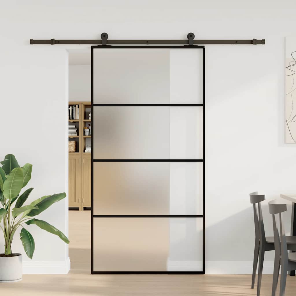 Sliding Door with Hardware Set 102,5x205 cm ESG Glass&Aluminium