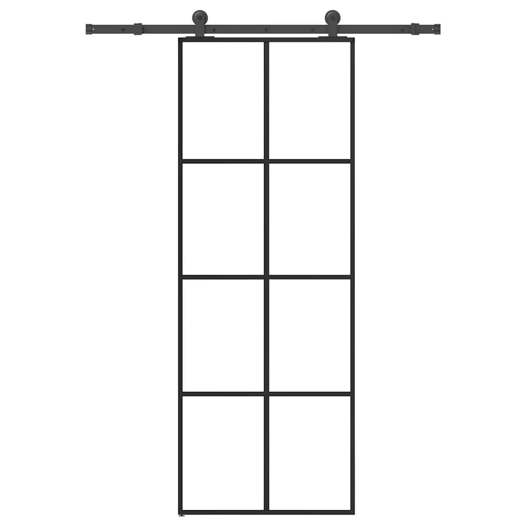 Sliding Door with Hardware Set 76x205 cm ESG Glass&Aluminium
