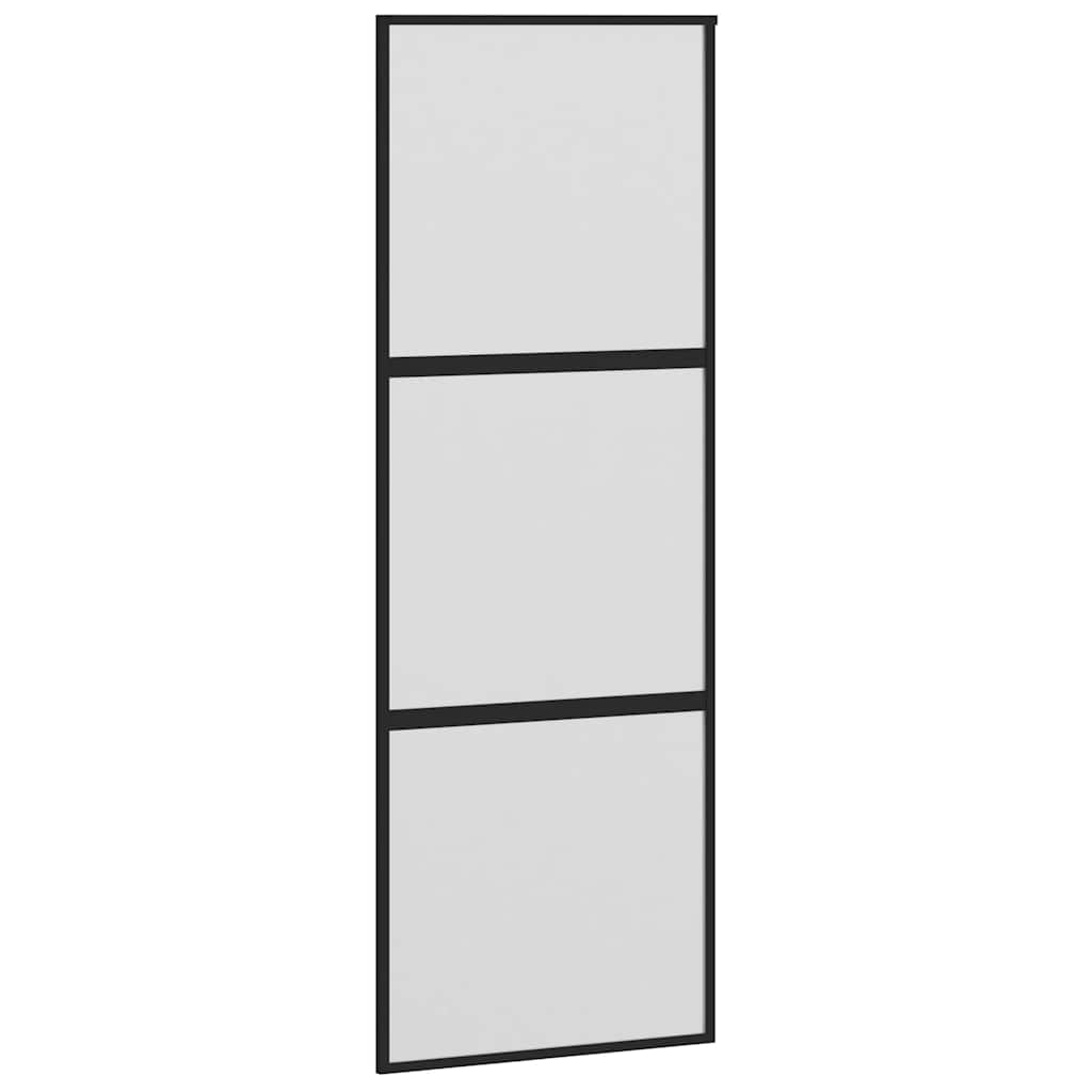 Sliding Door with Hardware Set 76x205 cm Tempered Glass&Aluminium