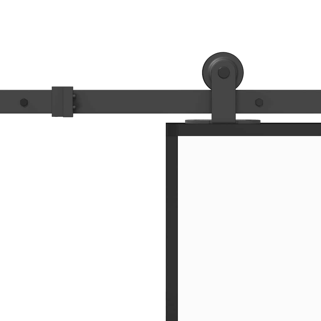 Sliding Door with Hardware Set 90x205 cm Tempered Glass&Aluminium