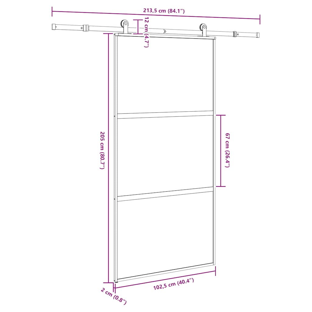 Sliding Door with Hardware Set 102.5x205 cm