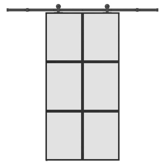 vidaXL Sliding Door with Hardware Set 102,5x205 cm Tempered Glass&Aluminium