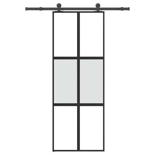 Sliding Door with Hardware Set 76x205 cm Tempered Glass&Aluminium