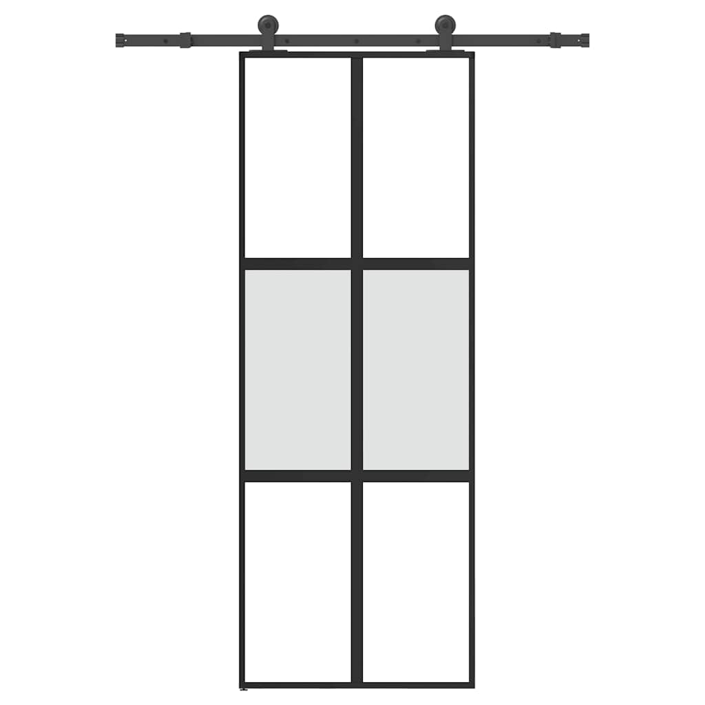Sliding Door with Hardware Set 76x205 cm Tempered Glass&Aluminium