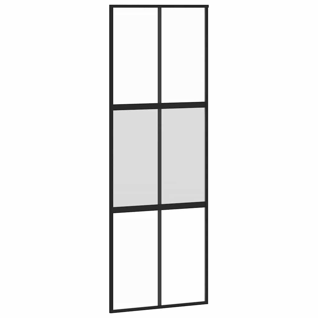 Sliding Door with Hardware Set 76x205 cm Tempered Glass&Aluminium