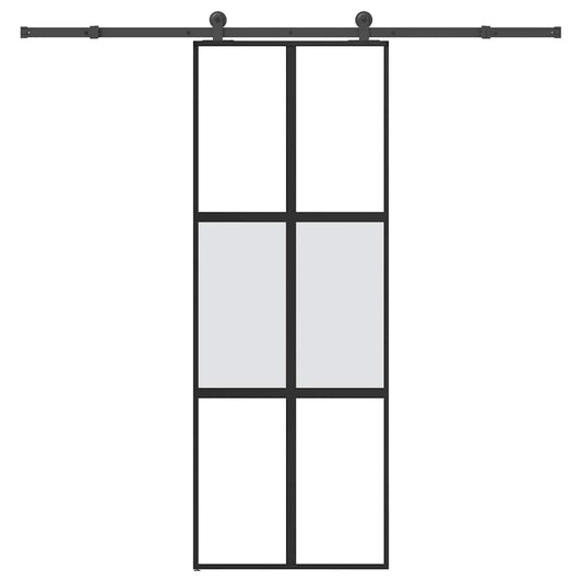 Sliding Door with Hardware Set 76x205 cm Tempered Glass&Aluminium