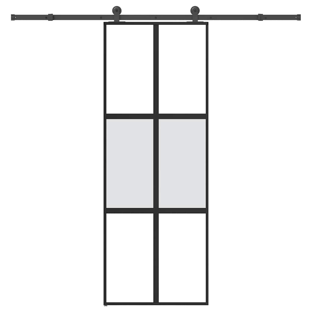 Sliding Door with Hardware Set 76x205 cm Tempered Glass&Aluminium