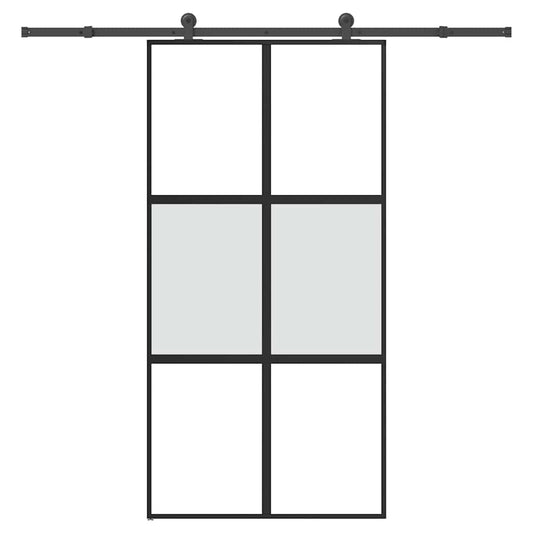 Sliding Door with Hardware Set 102,5x205 cm Tempered Glass&Aluminium