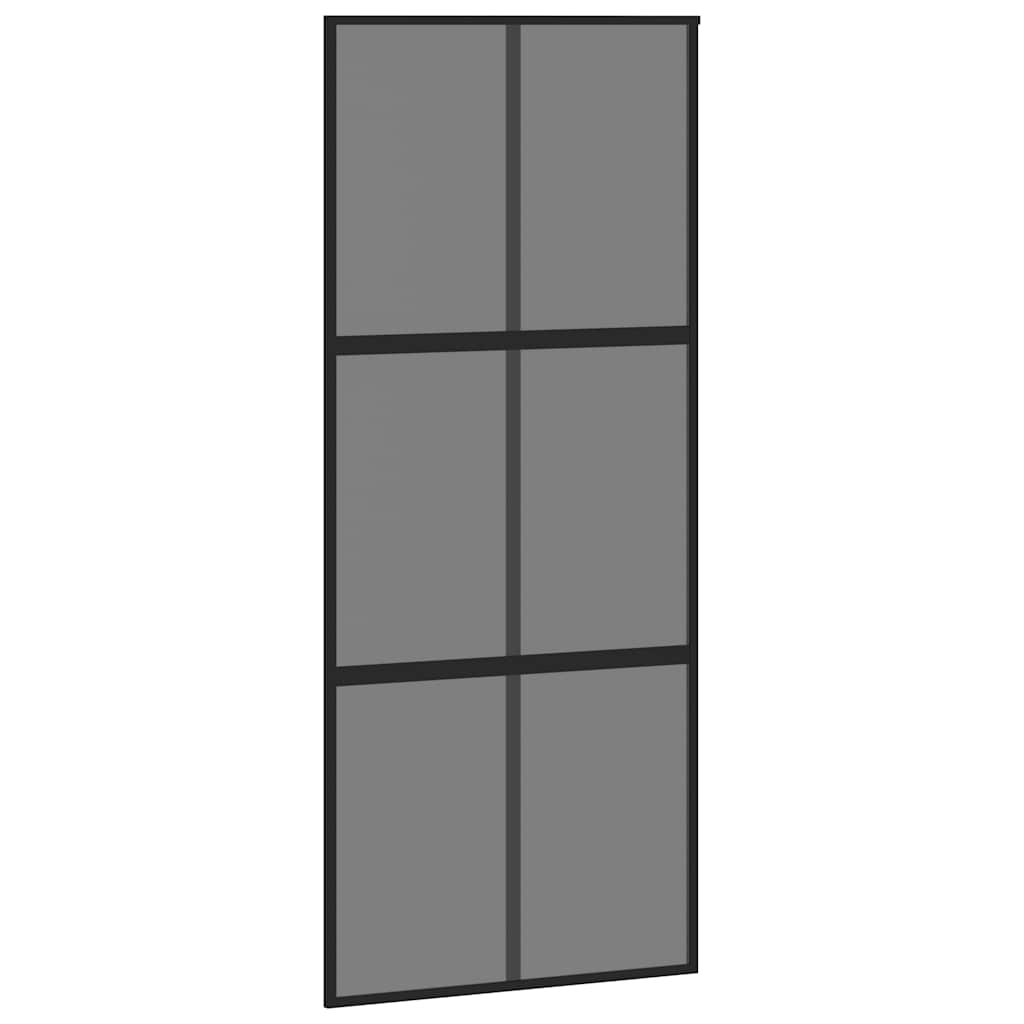Sliding Door with Hardware Set 90x205 cm Tempered Glass&Aluminium