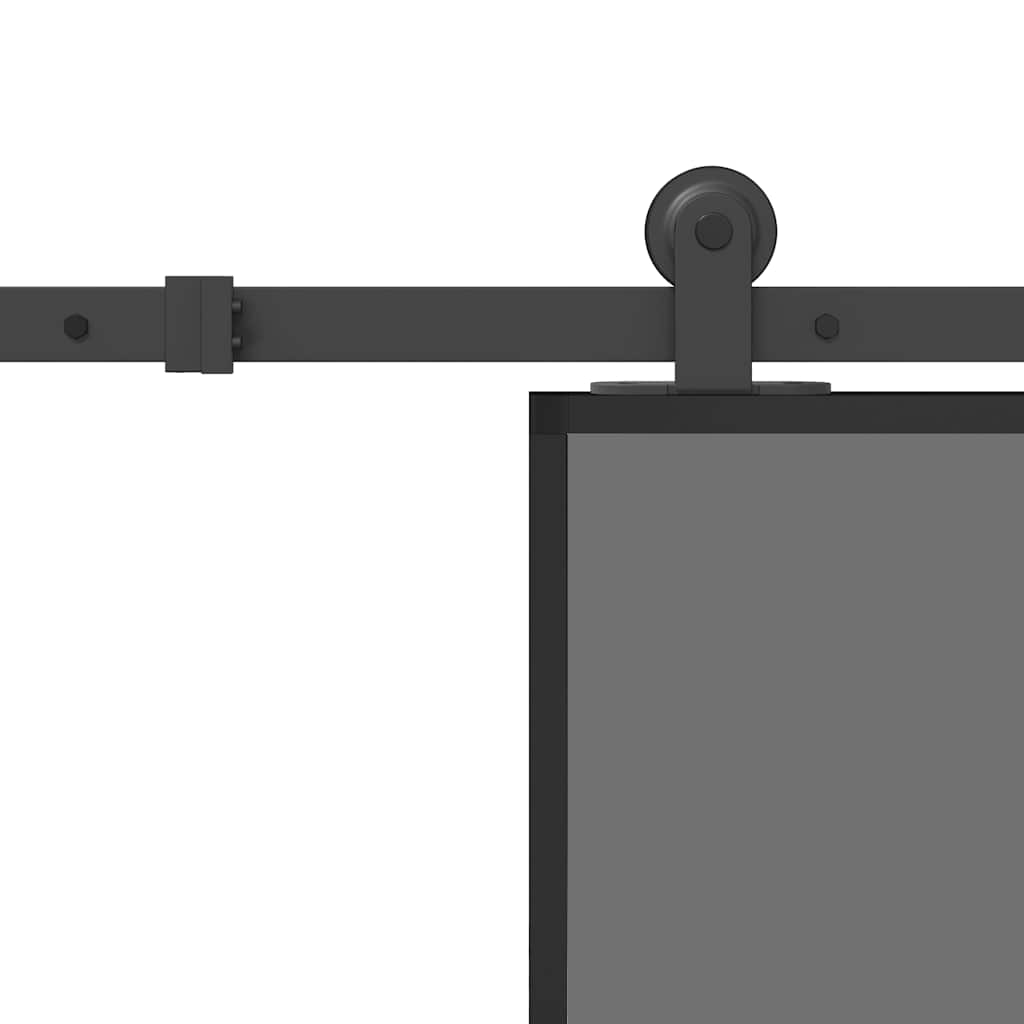 Sliding Door with Hardware Set 90x205 cm Tempered Glass&Aluminium