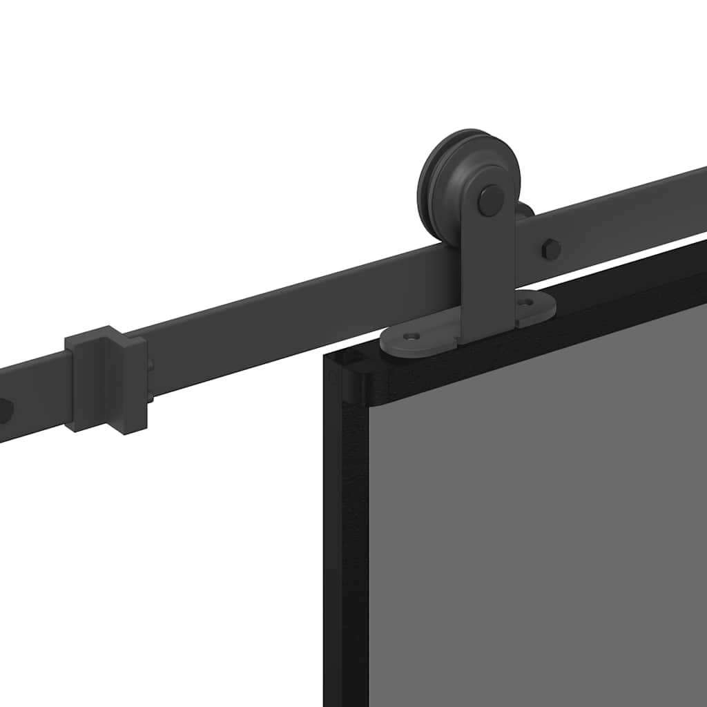 Sliding Door with Hardware Set 102,5x205 cm Tempered Glass&Aluminium