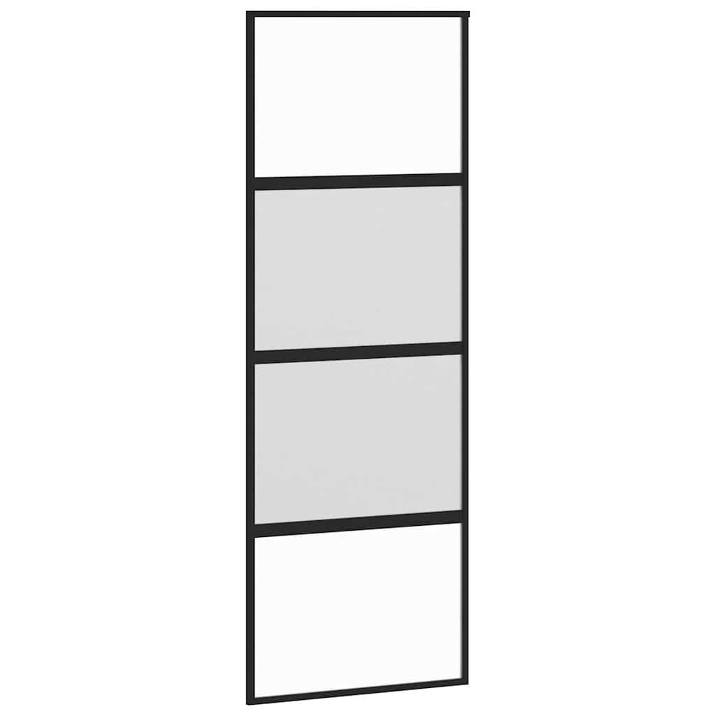 Sliding Door with Hardware Set 76x205 cm Tempered Glass&Aluminium