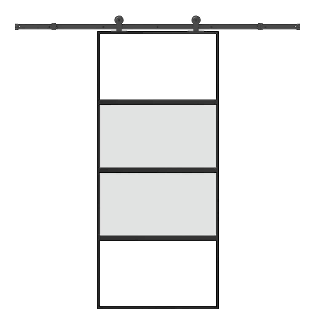 Sliding Door with Hardware Set 90x205 cm Tempered Glass&Aluminium